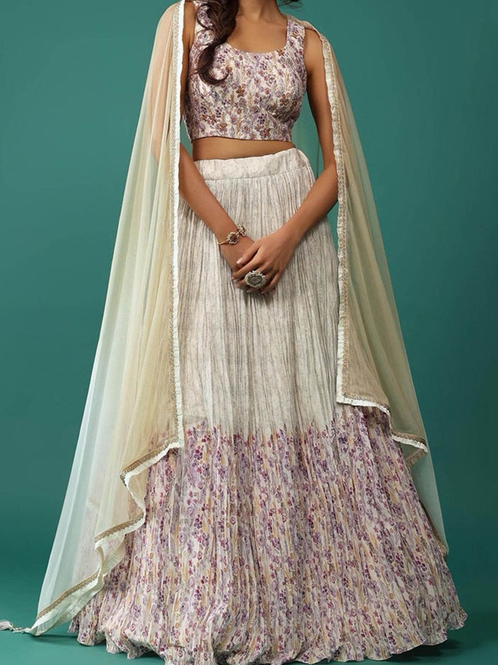 House of Indya Floral Print Georgette Lehanga